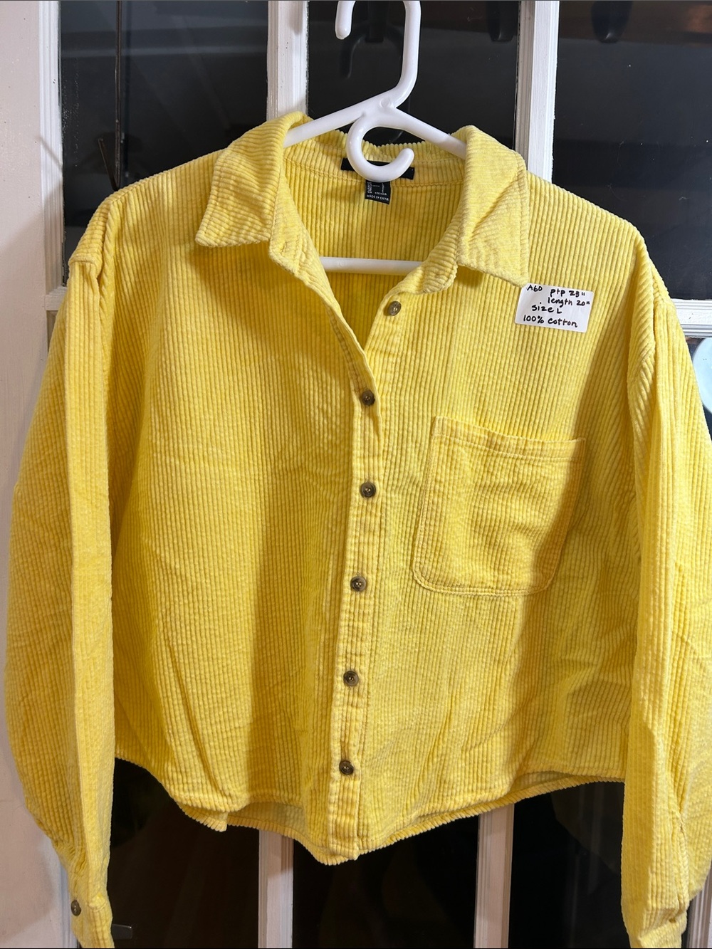 A60.    Yellow Corduroy Button-Up Shirt Jacket